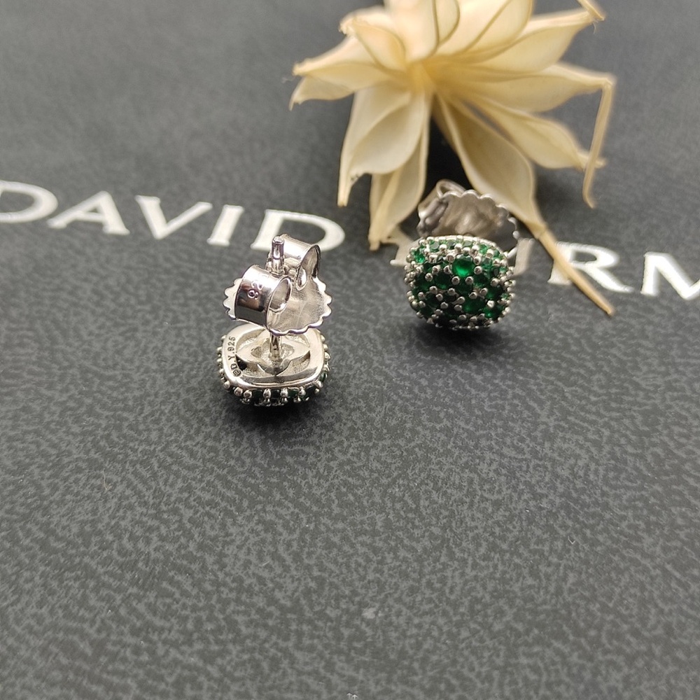 David Yurman Green Diamond Stud Earrings - Picture 2 of 7